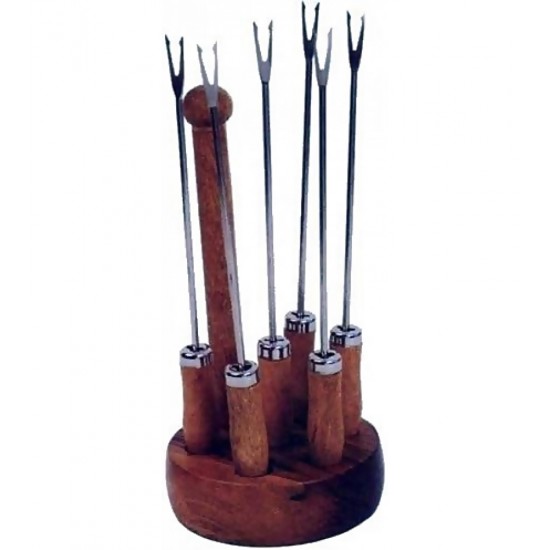 Jogo 6 Garfos Para Fondue Com Suporte